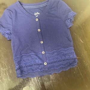 Justice Kids Purple Button Down Lace Top